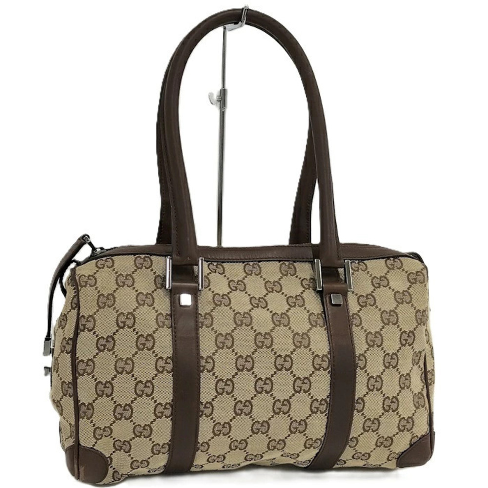 Gucci Boston Bag GG Canvas Leather Beige Brown